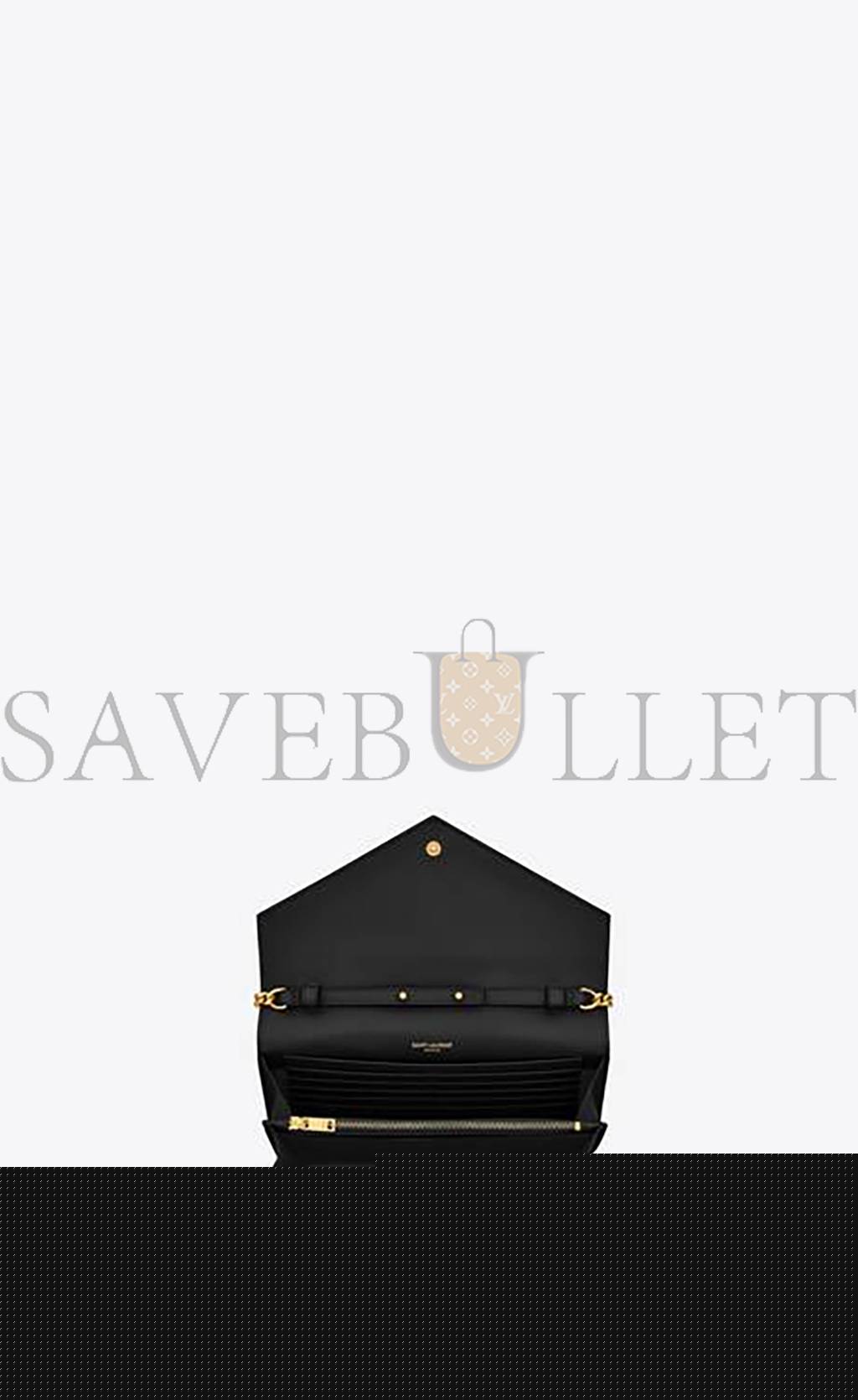 YSL CASSANDRE MATELASSÉ CHAIN WALLET IN GRAIN DE POUDRE EMBOSSED LEATHER 377828BOW011000 (22.5*14*4cm)