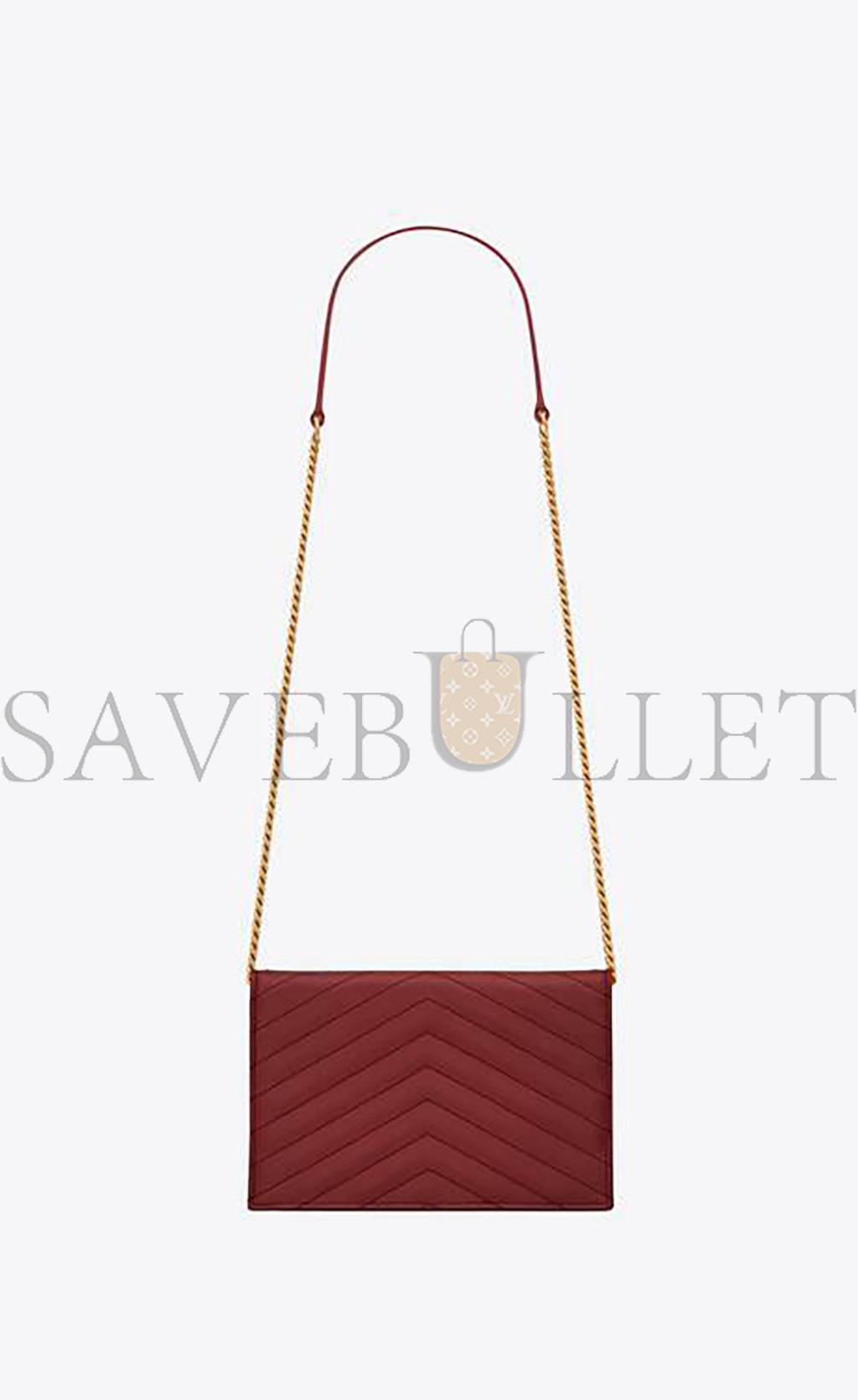 YSL CASSANDRE MATELASSÉ ENVELOPE CHAIN WALLET IN GRAIN DE POUDRE EMBOSSED LEATHER 695108BOW016008 (19*12.5*3.5cm)