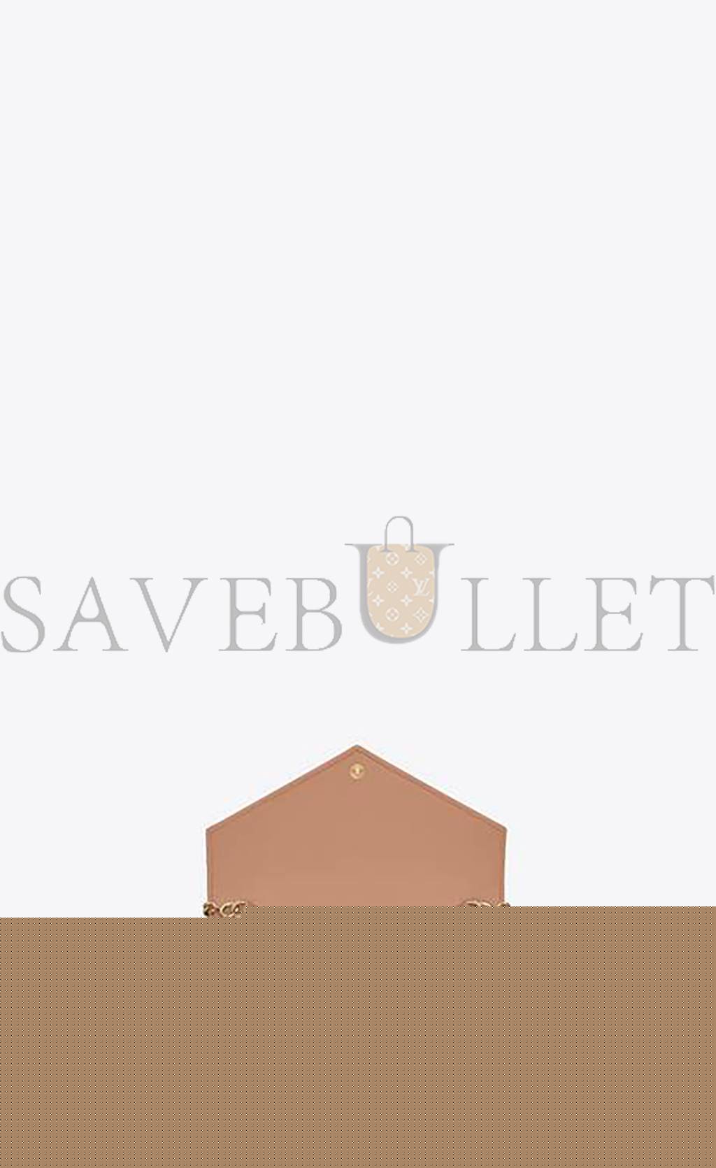 YSL CASSANDRE MATELASSÉ ENVELOPE CHAIN WALLET IN GRAIN DE POUDRE EMBOSSED LEATHER 695108BOW019830 (19*12.5*3.5cm)