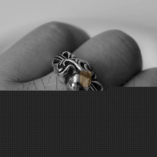 CHROME HEARTS FLORAL CROSS HEART RING