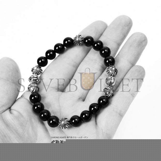 CHROME HEARTS ONYX BEAD BRACELET 8MM (8 SILVER BEADS)