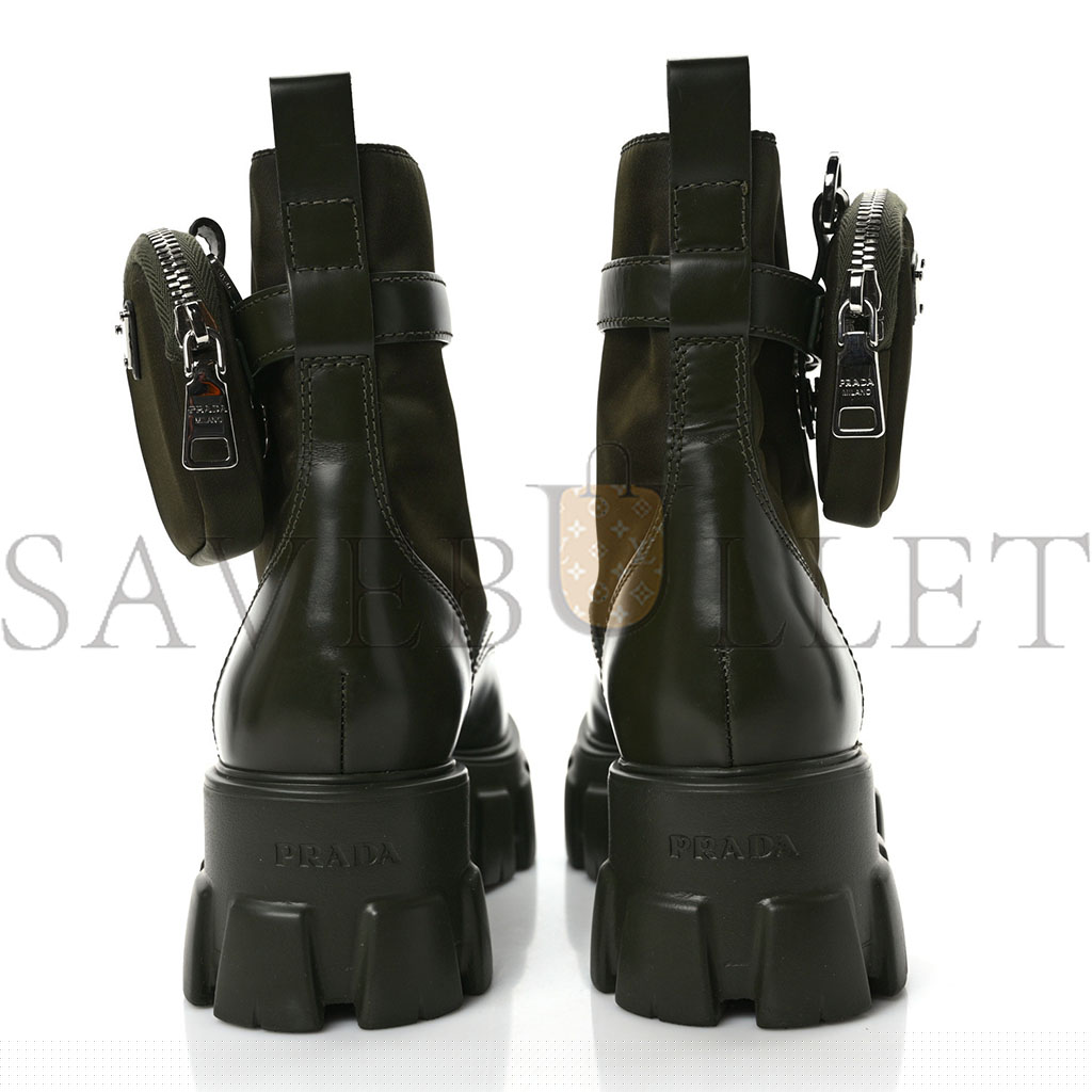 Pra*a spazzolato rois re-nylon metal triangle logo monolith pouch pocket 55mm boots 38 militare