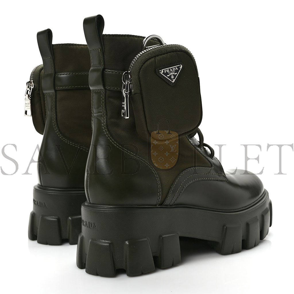 Pra*a spazzolato rois re-nylon metal triangle logo monolith pouch pocket 55mm boots 38 militare