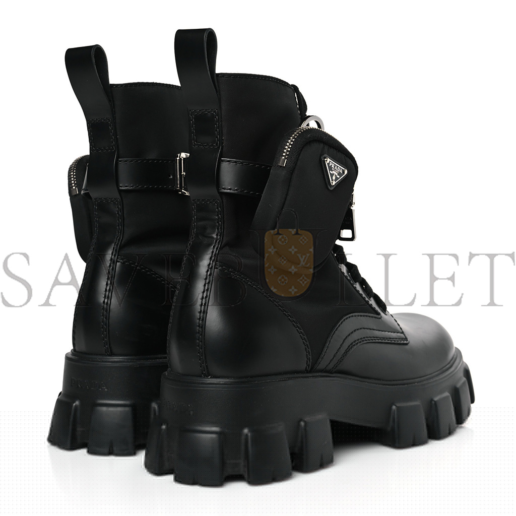 Pra*a spazzolato rois re-nylon metal triangle logo mens monolith pouch pocket 60mm combat boots 9.5 black