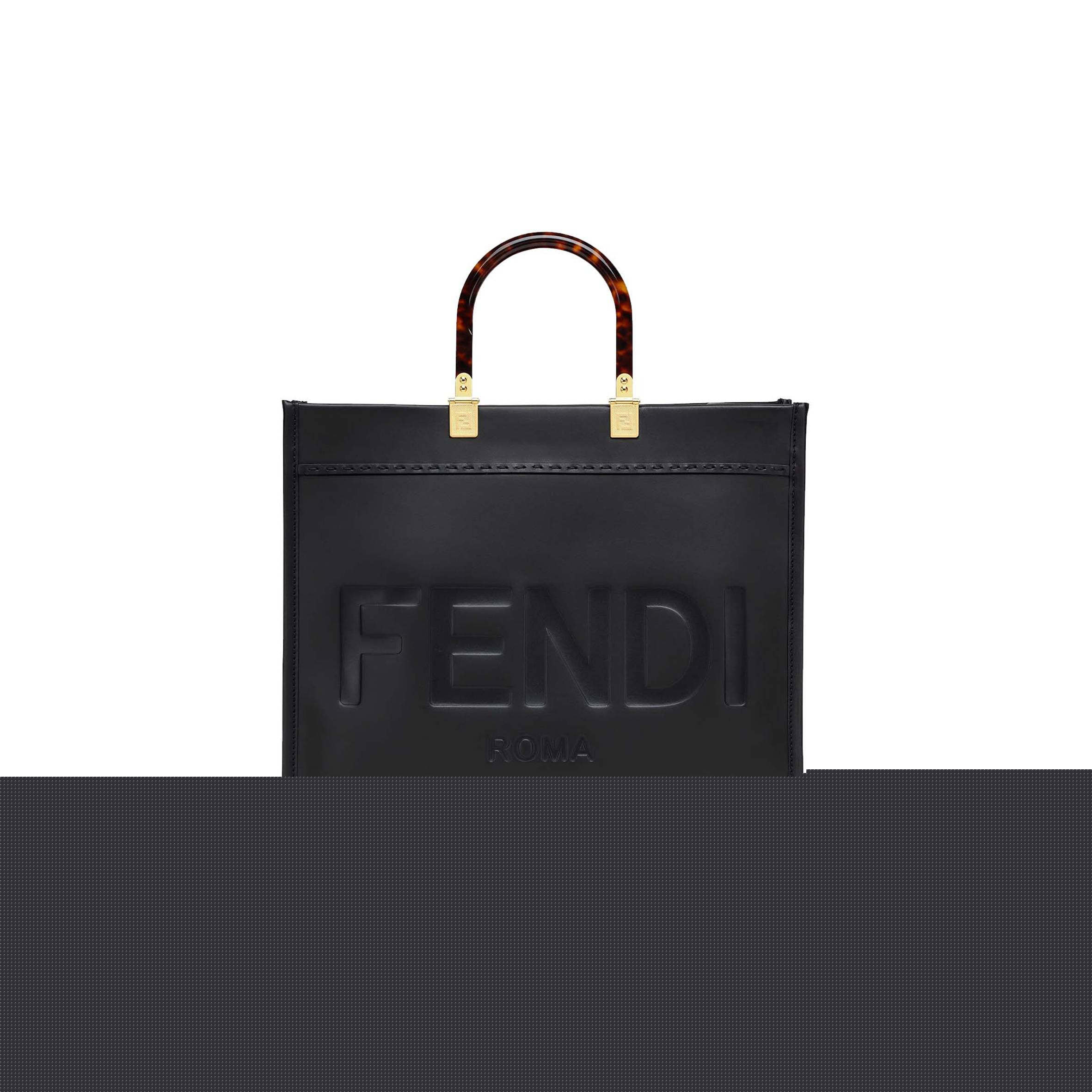 F**di sunshine medium - black leather shopper 8bh386abvlf0kur (35*31*17cm)