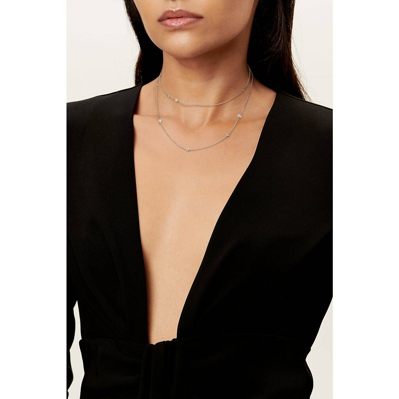 T*f*ny  elsa peretti® diamonds by the yard® sprinkle necklace in platinum with diamonds