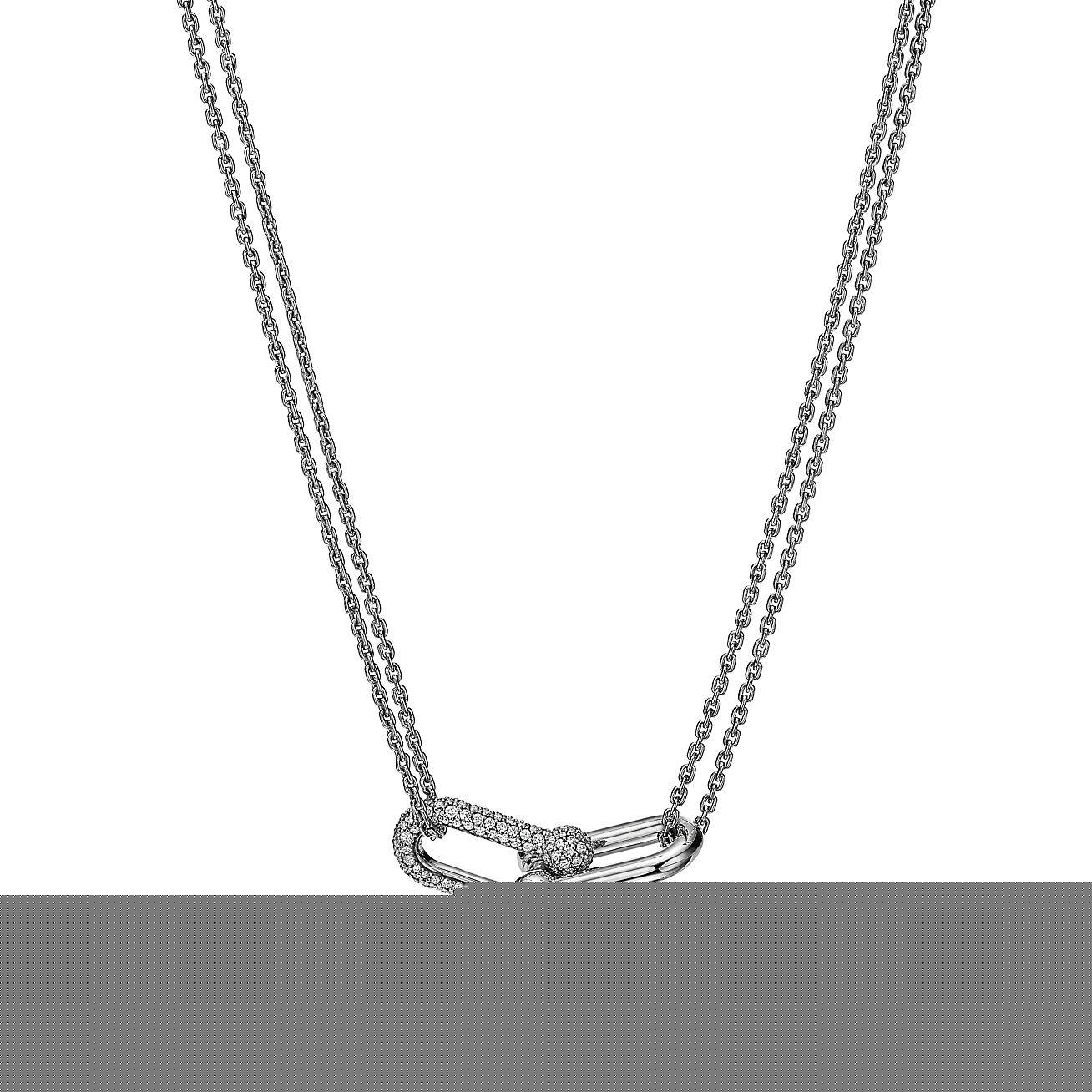 T*f*ny hardwear link pendant in white gold with pavÉ diamonds