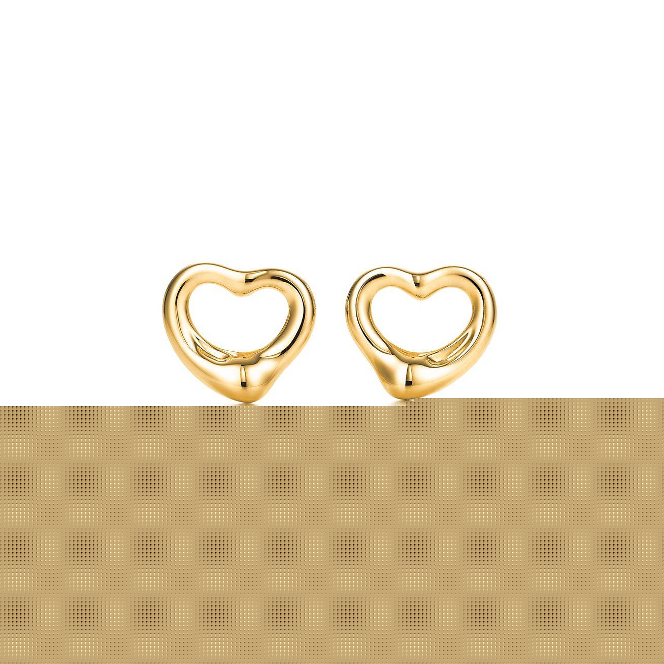 T*f*ny  elsa peretti® open heart stud earrings in yellow gold, 11 mm