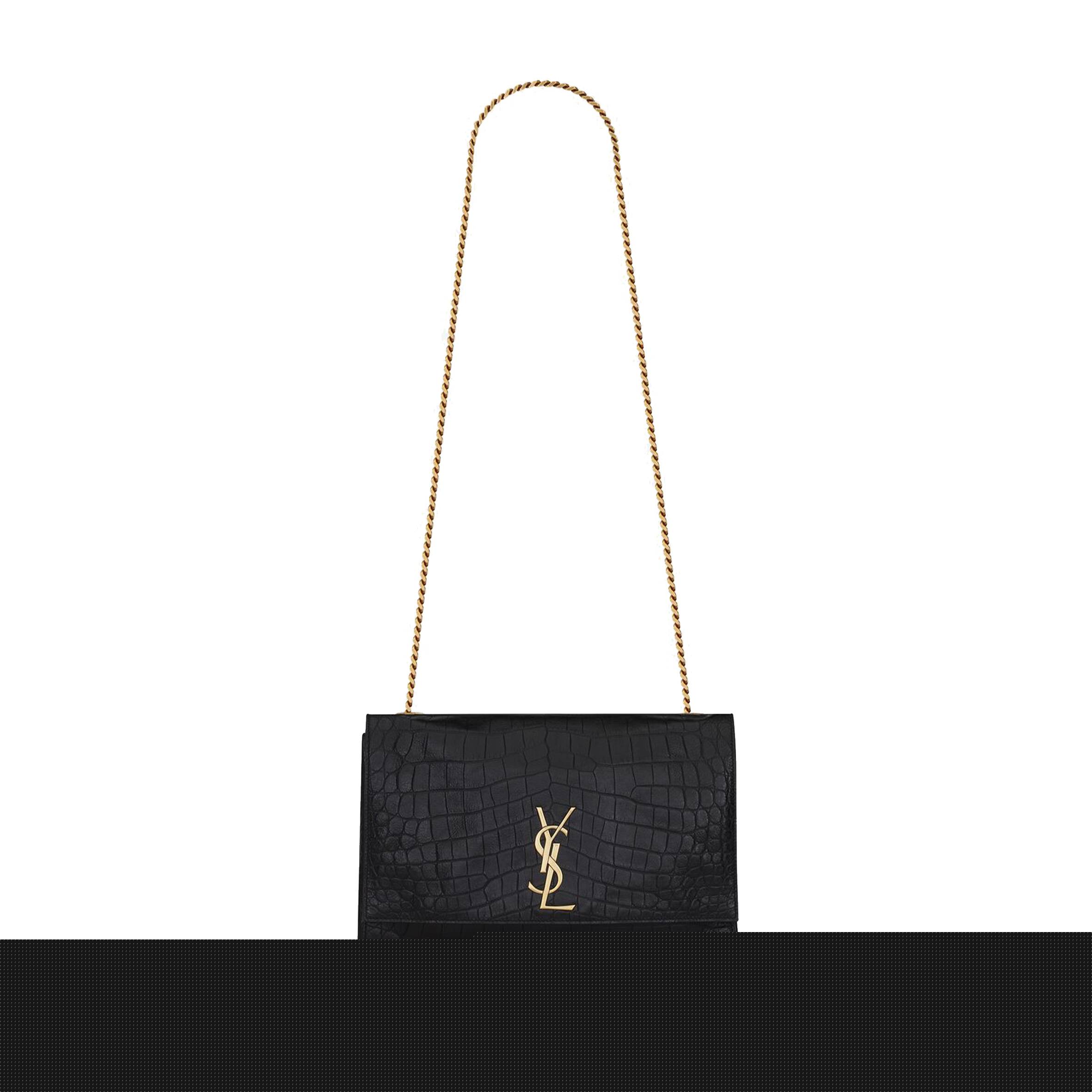 YSL KATE MEDIUM REVERSIBLE CHAIN BAG IN SUEDE AND CROCODILE-EMBOSSED LEATHER 55380424O1W1062 (28.5*20*6cm)