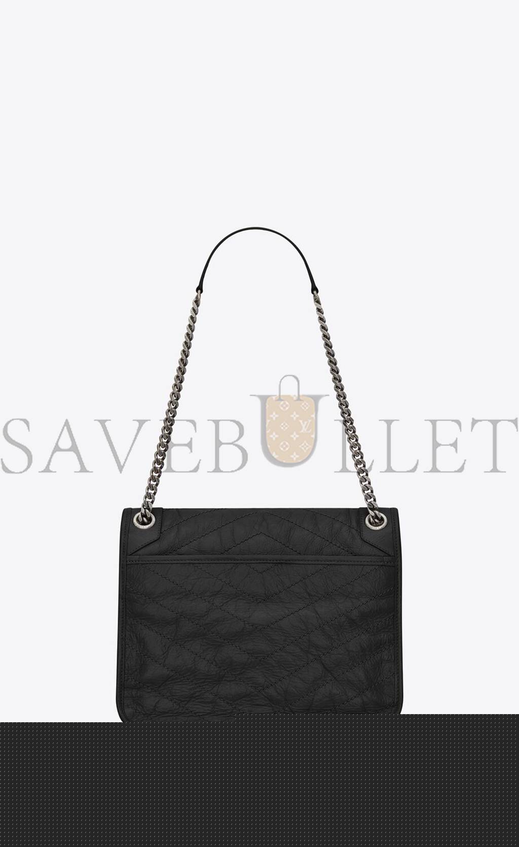 YSL NIKI MEDIUM CHAIN BAG IN CRINKLED VINTAGE LEATHER 6331580EN041000 (28*20*8.5cm)