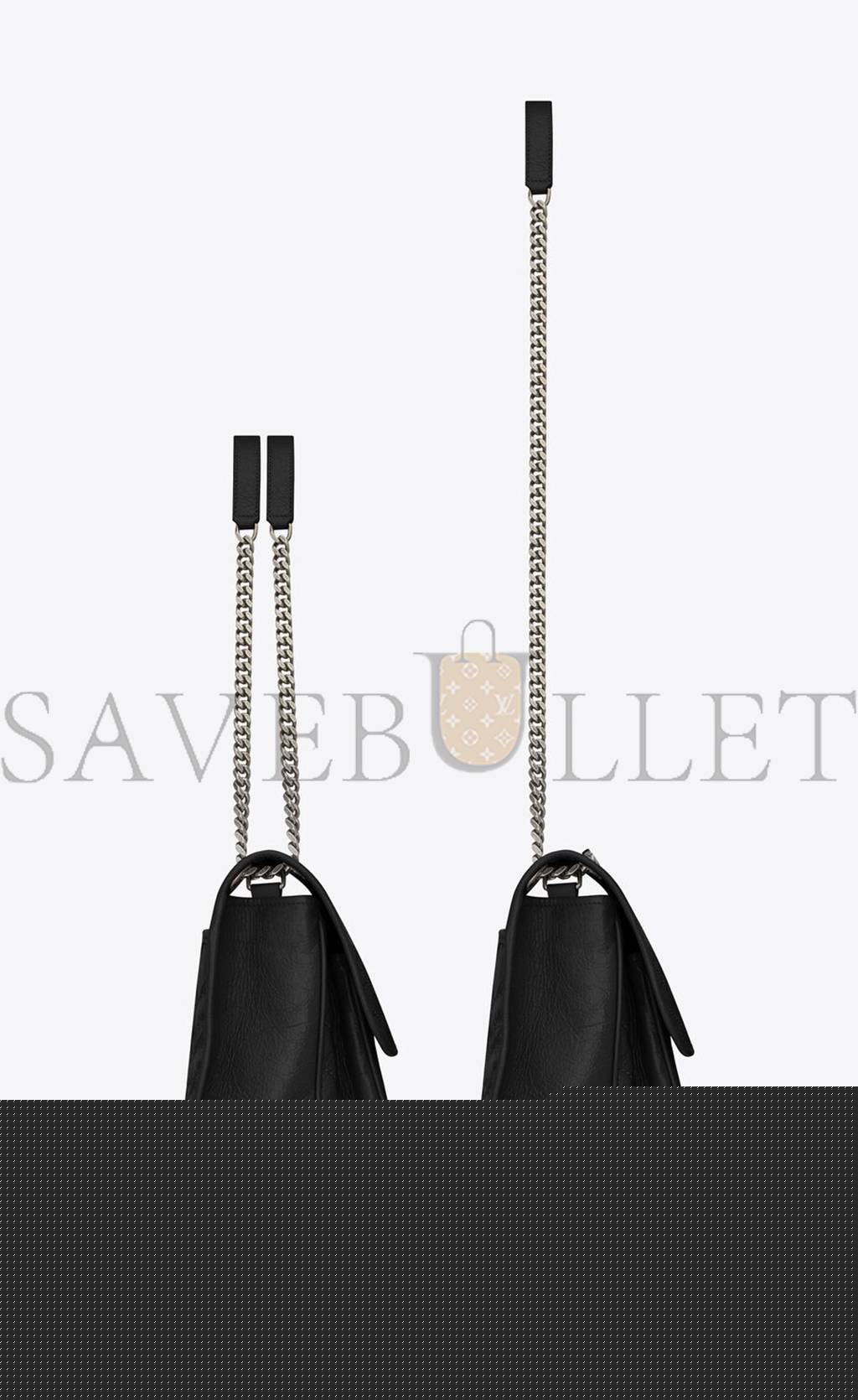 YSL NIKI MEDIUM CHAIN BAG IN CRINKLED VINTAGE LEATHER 6331580EN041000 (28*20*8.5cm)