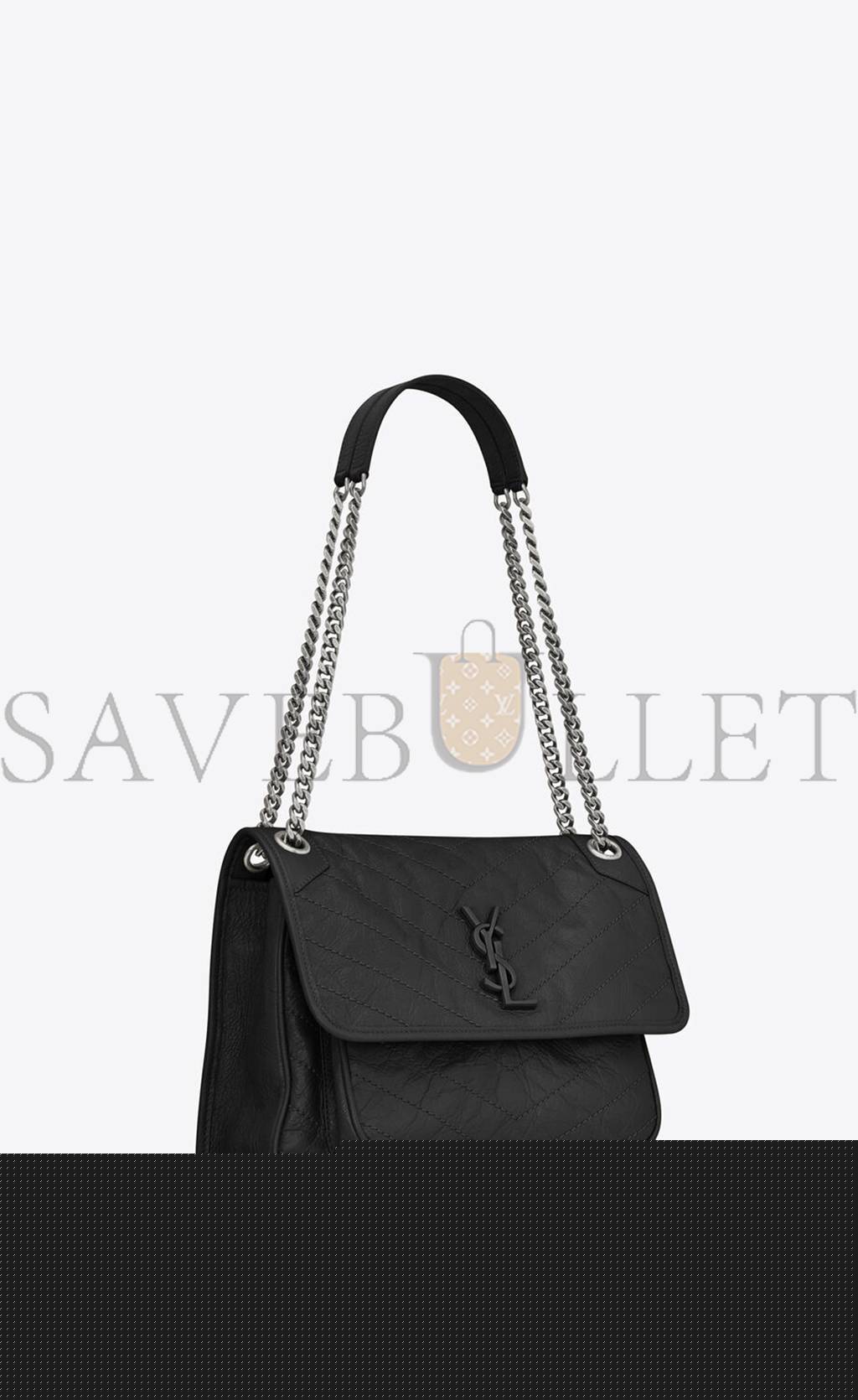 YSL NIKI MEDIUM CHAIN BAG IN CRINKLED VINTAGE LEATHER 6331580EN041000 (28*20*8.5cm)