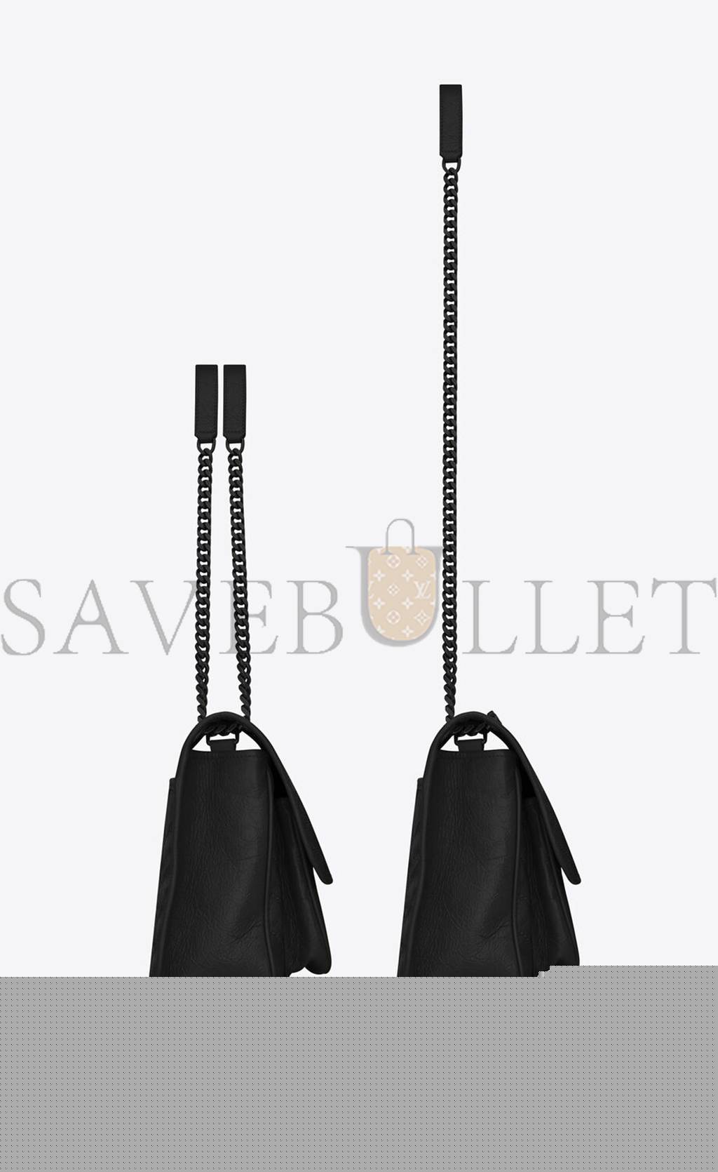 YSL NIKI MEDIUM CHAIN BAG IN CRINKLED VINTAGE LEATHER 6331840EN081000 (28*20*8.5cm)