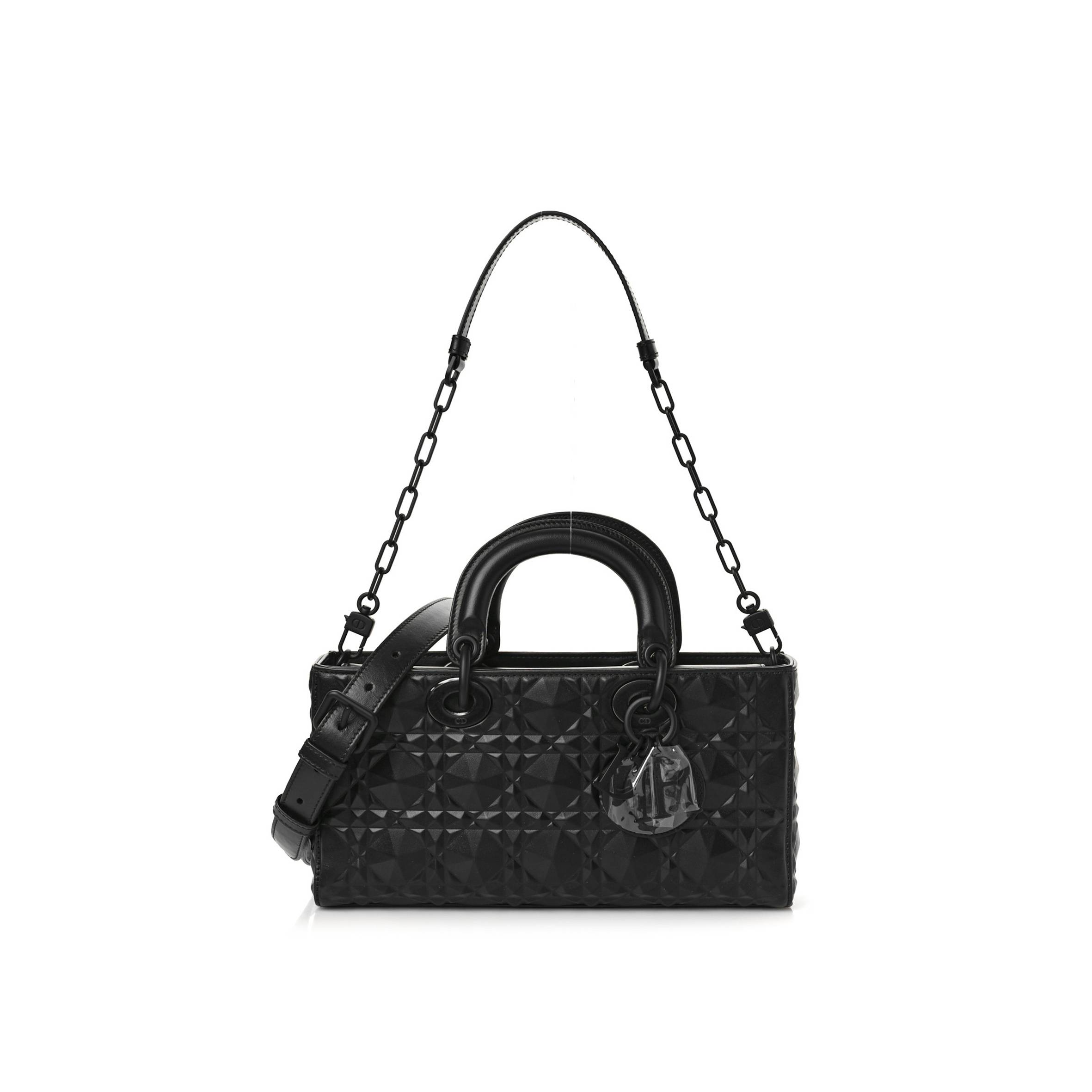 d*or calfskin cannage Di*m*nd medium lady d-joy black (26*14*5.7cm)