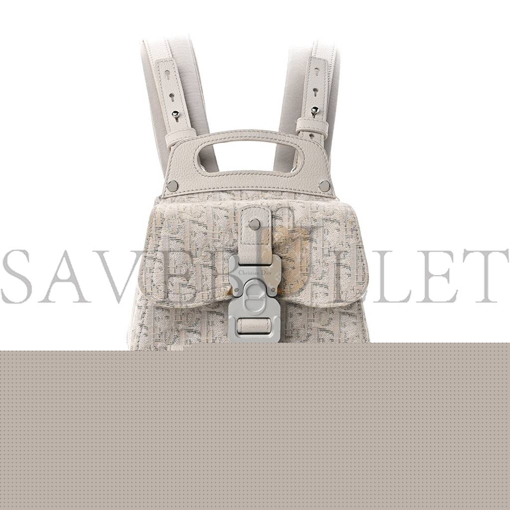 D*or homme oblique jacquard calfskin mini saddle backpack beige (23*18*8.9cm)