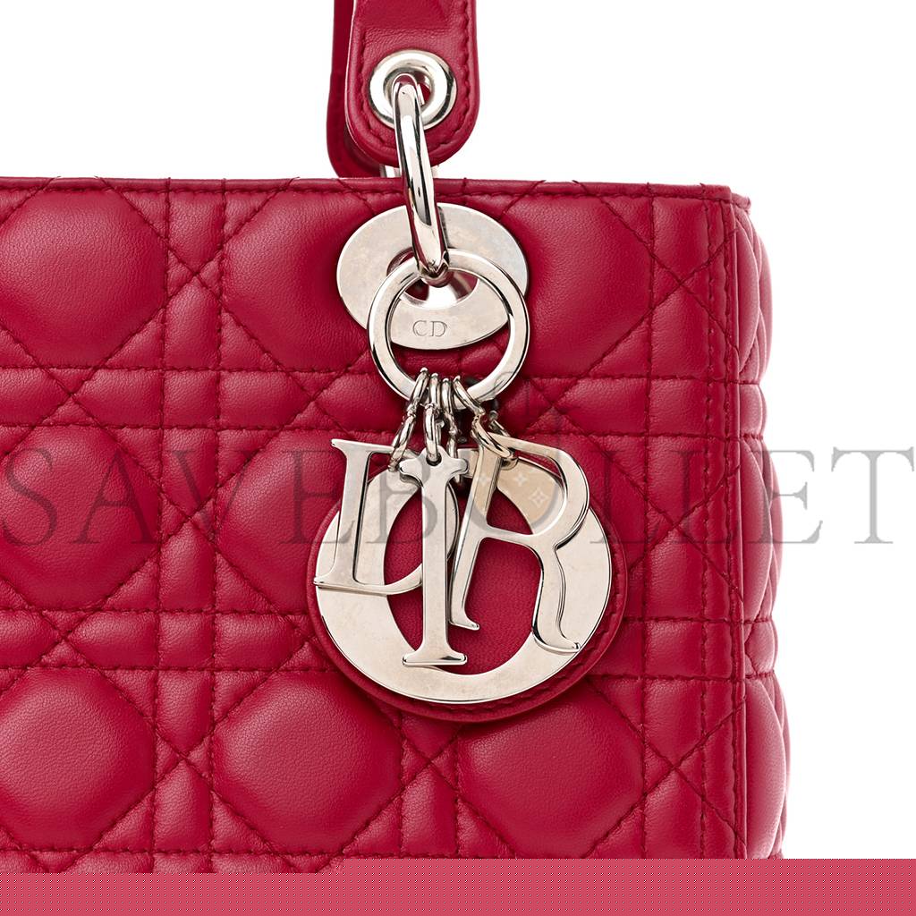 D*or lambskin cannage medium lady D*or fuchsia (23*20*12.1cm)