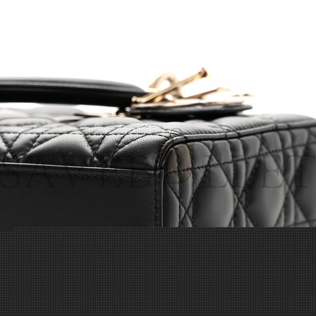 D*or lambskin cannage lady d-joy black (25*14*5.7cm)