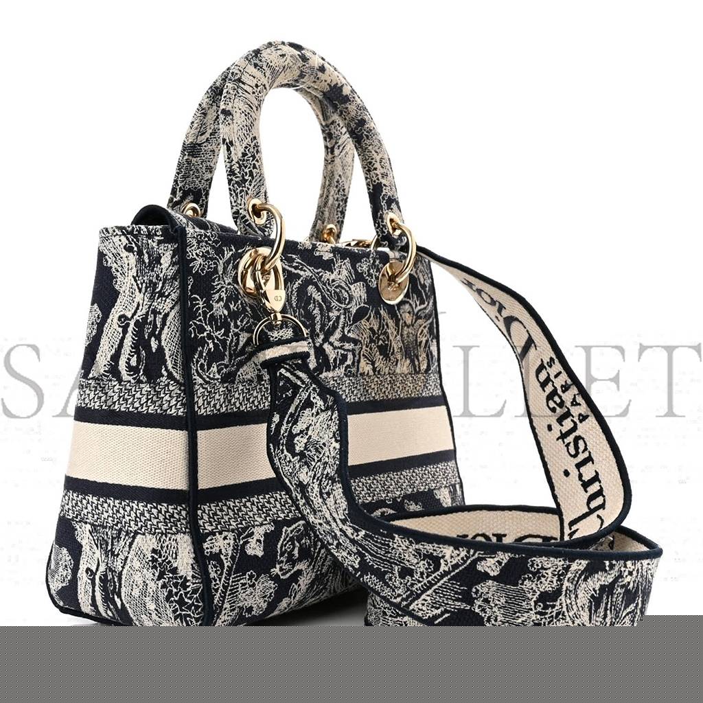 D*or toile de jouy embroidered medium lady d-lite blue (23*20*11.4cm)