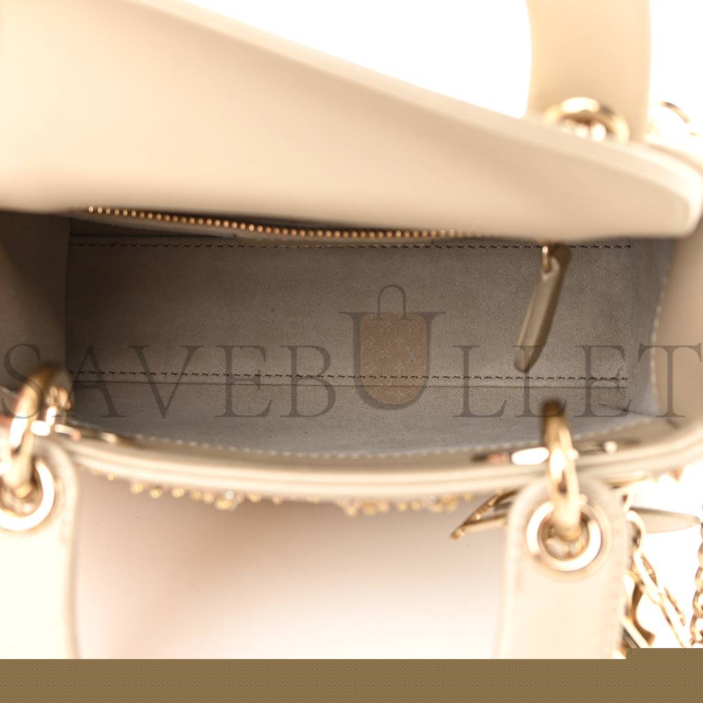 D*or metallic lambskin crystal cannage mini lady D*or platinum (17*15*7.6cm)