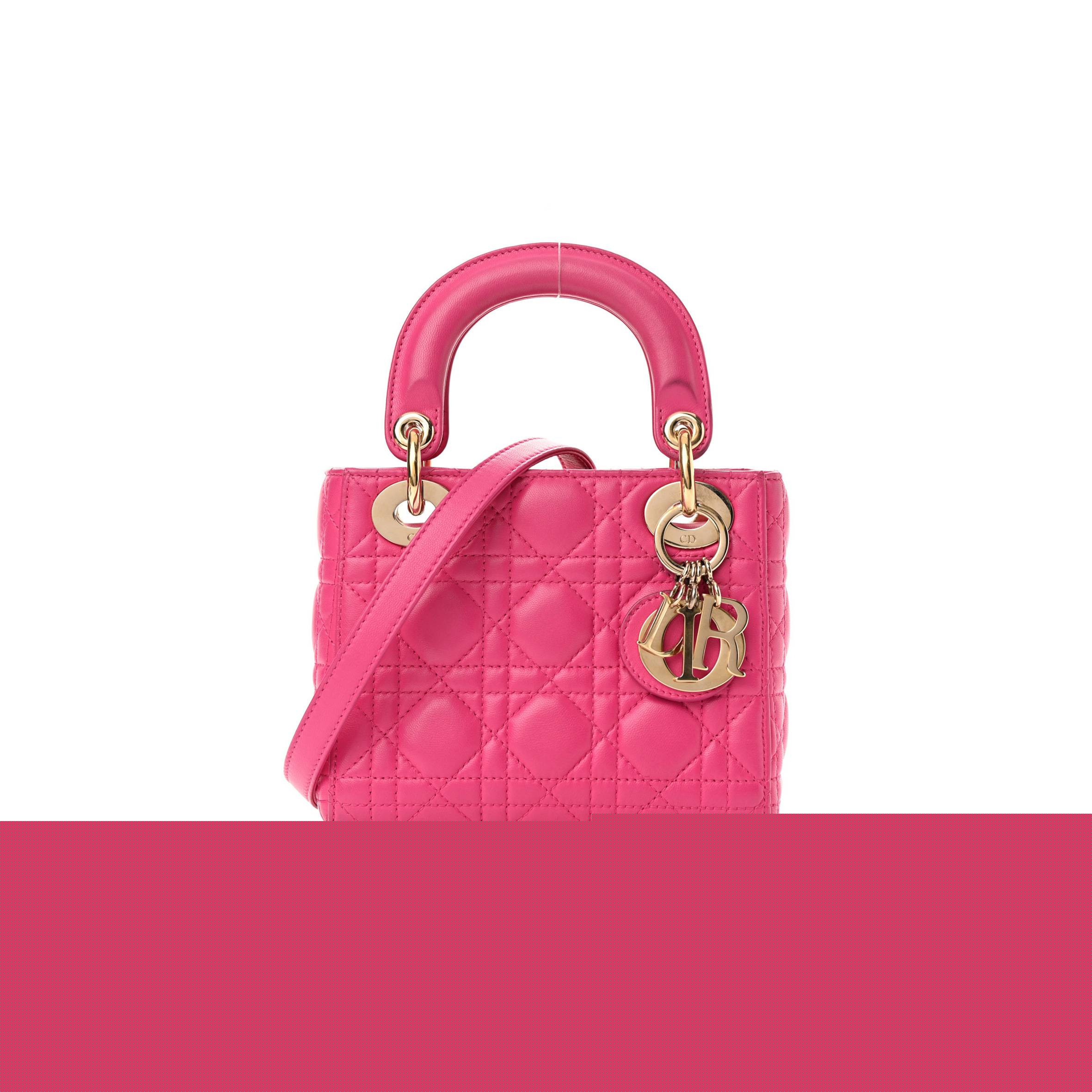 D*or lambskin cannage mini lady D*or fuchsia (17*15*7cm)