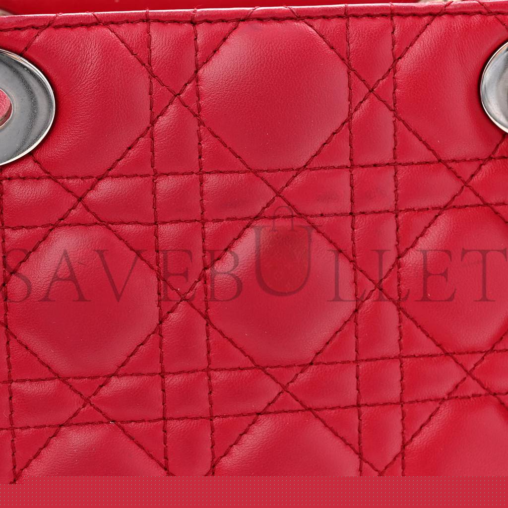 D*or lambskin cannage medium lady D*or red (23*20*12.1cm)