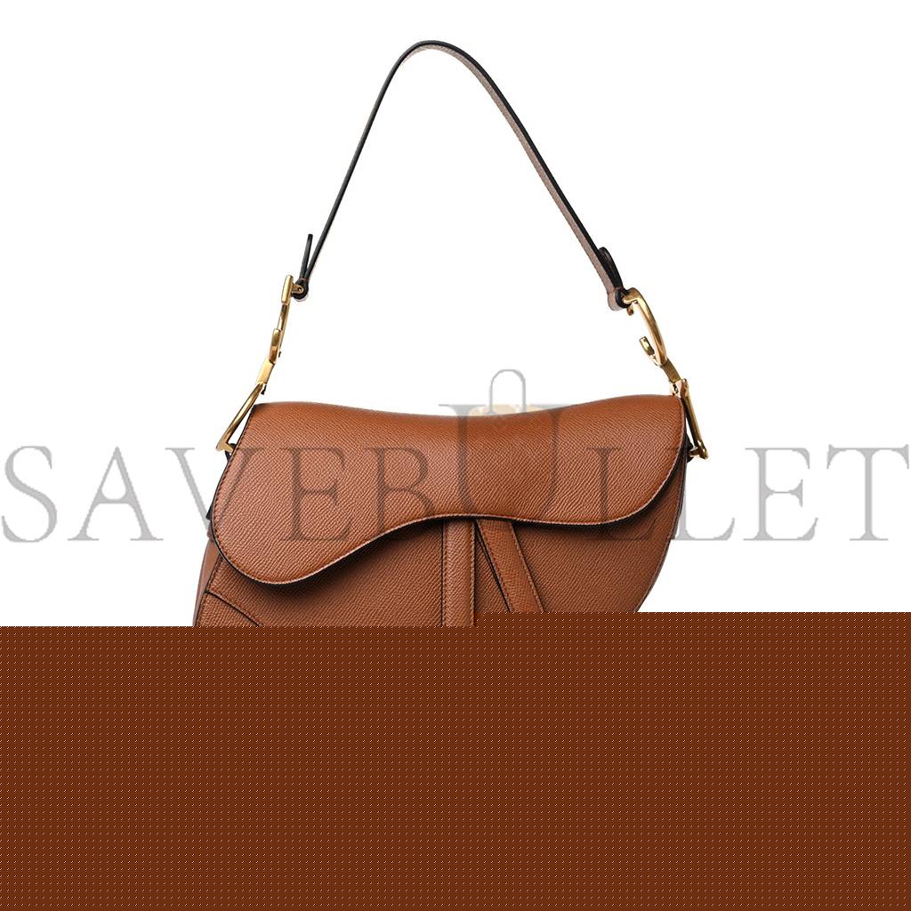 D*or grained calfskin saddle bag camello (24*20*6.4cm)