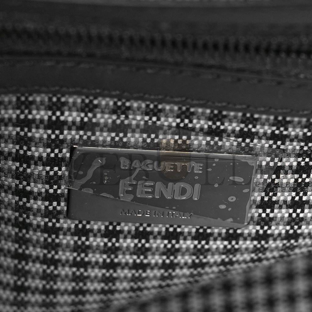 F**di wool vitello king houndstooth ff embroidered baguette grigio anthracite (27*17*6cm)